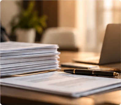 Documentos sobre a mesa do escritório